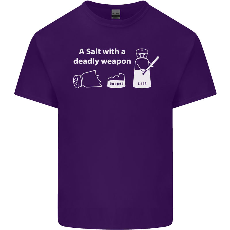 A Salt With a Deadly Weapon Funny Food Mens Cotton T-Shirt Tee Top Purple