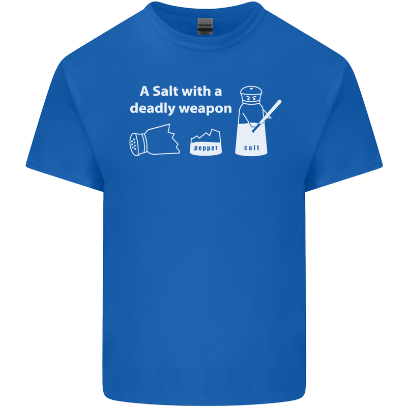 A Salt With a Deadly Weapon Funny Food Mens Cotton T-Shirt Tee Top Royal Blue