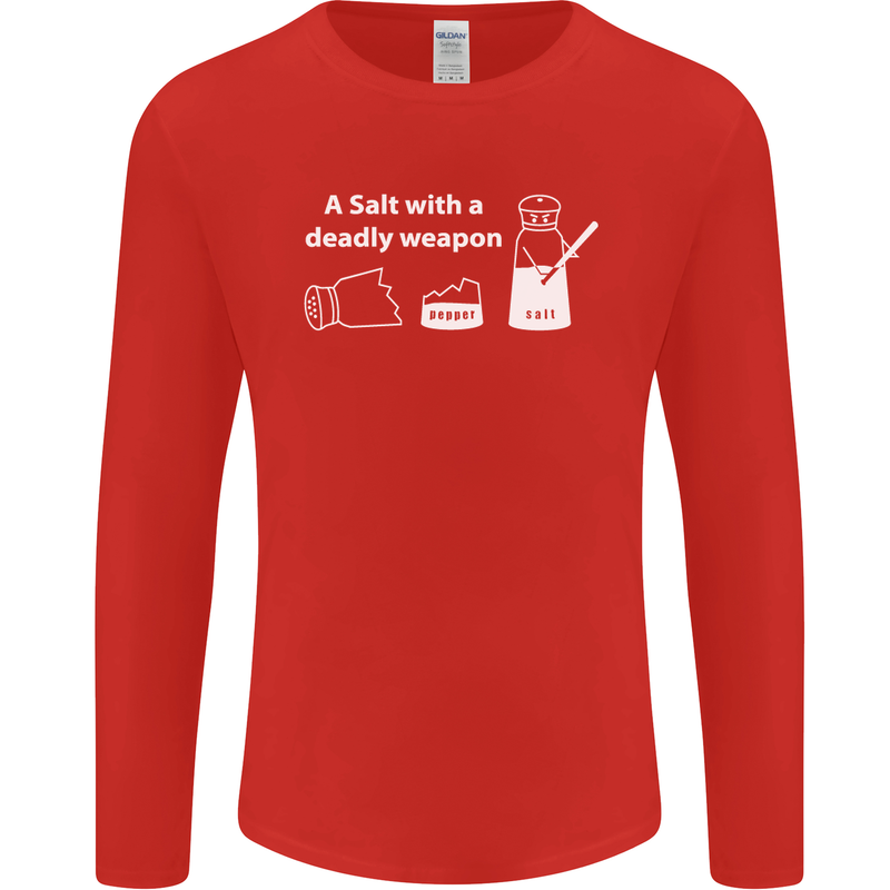 A Salt With a Deadly Weapon Funny Food Mens Long Sleeve T-Shirt Red