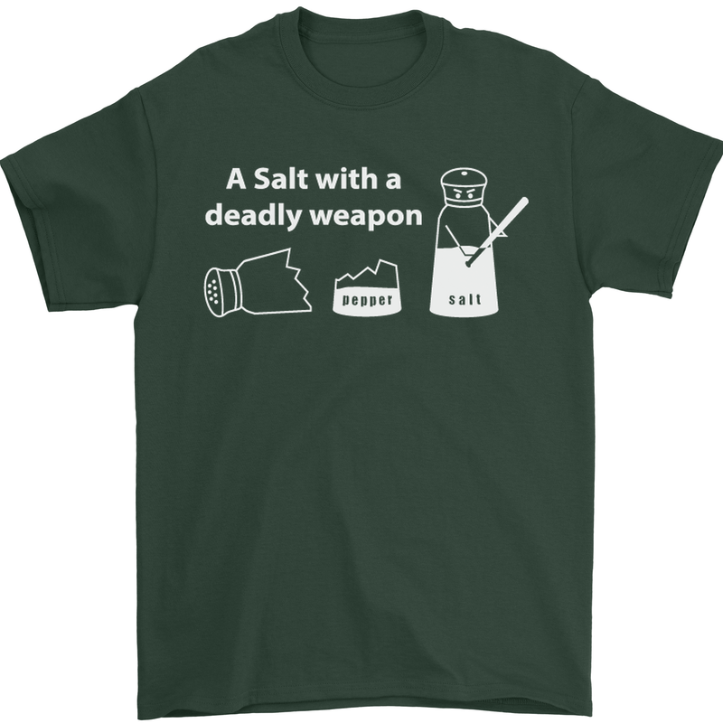 A Salt With a Deadly Weapon Funny Food Mens T-Shirt Cotton Gildan Forest Green