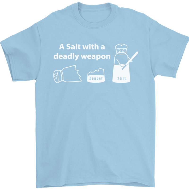 A Salt With a Deadly Weapon Funny Food Mens T-Shirt Cotton Gildan Light Blue