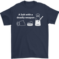 A Salt With a Deadly Weapon Funny Food Mens T-Shirt Cotton Gildan Navy Blue