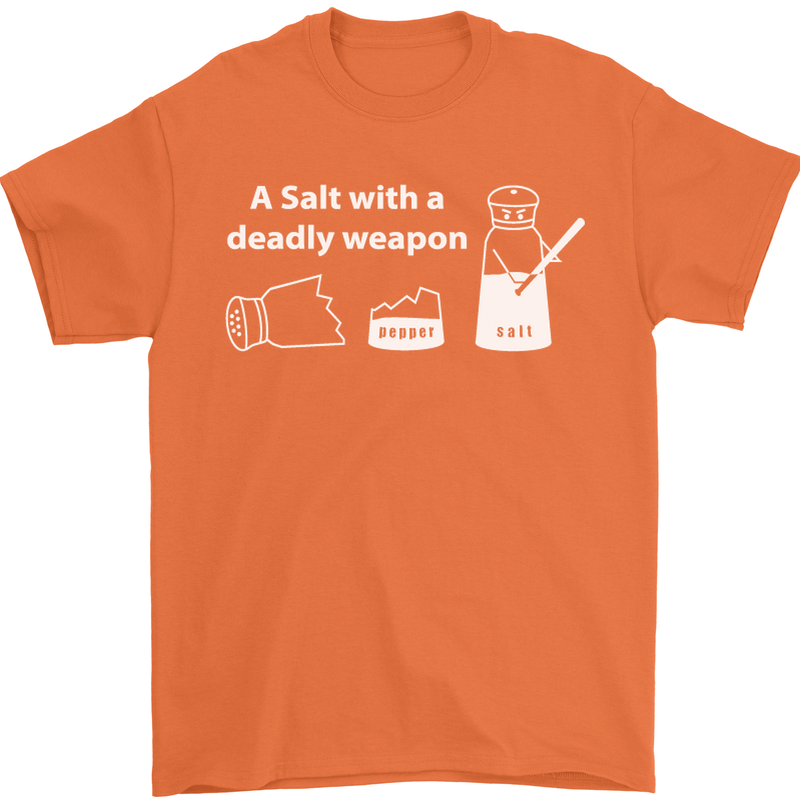 A Salt With a Deadly Weapon Funny Food Mens T-Shirt Cotton Gildan Orange