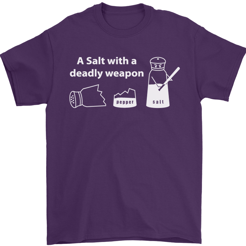 A Salt With a Deadly Weapon Funny Food Mens T-Shirt Cotton Gildan Purple