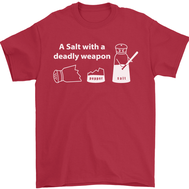 A Salt With a Deadly Weapon Funny Food Mens T-Shirt Cotton Gildan Red