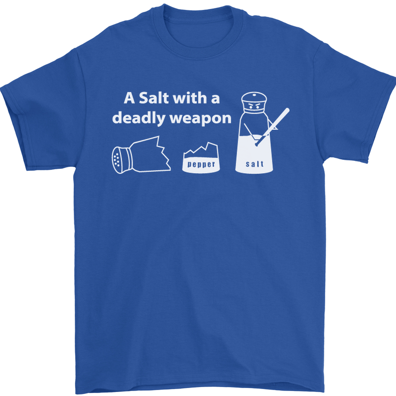 A Salt With a Deadly Weapon Funny Food Mens T-Shirt Cotton Gildan Royal Blue