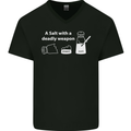 A Salt With a Deadly Weapon Funny Food Mens V-Neck Cotton T-Shirt Black