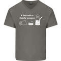 A Salt With a Deadly Weapon Funny Food Mens V-Neck Cotton T-Shirt Charcoal