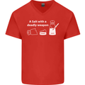 A Salt With a Deadly Weapon Funny Food Mens V-Neck Cotton T-Shirt Red