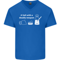 A Salt With a Deadly Weapon Funny Food Mens V-Neck Cotton T-Shirt Royal Blue