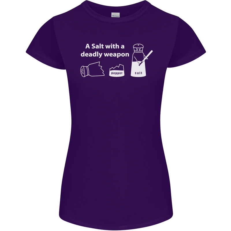 A Salt With a Deadly Weapon Funny Food Womens Petite Cut T-Shirt Purple