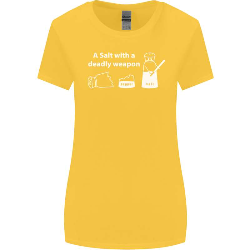 A Salt With a Deadly Weapon Funny Food Womens Wider Cut T-Shirt Yellow
