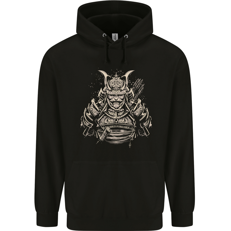 A Samurai Warrior Mens 80% Cotton Hoodie Black