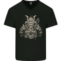 A Samurai Warrior Mens V-Neck Cotton T-Shirt Black