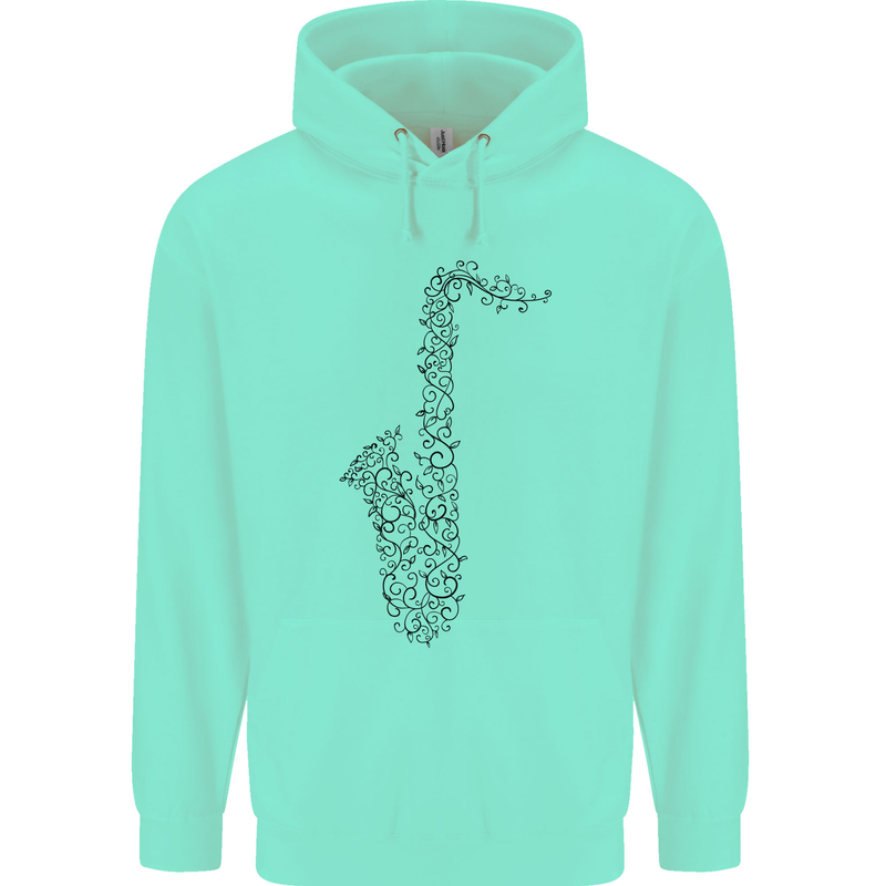 A Saxaphone Musical Instrument Brass Band Childrens Kids Hoodie Peppermint