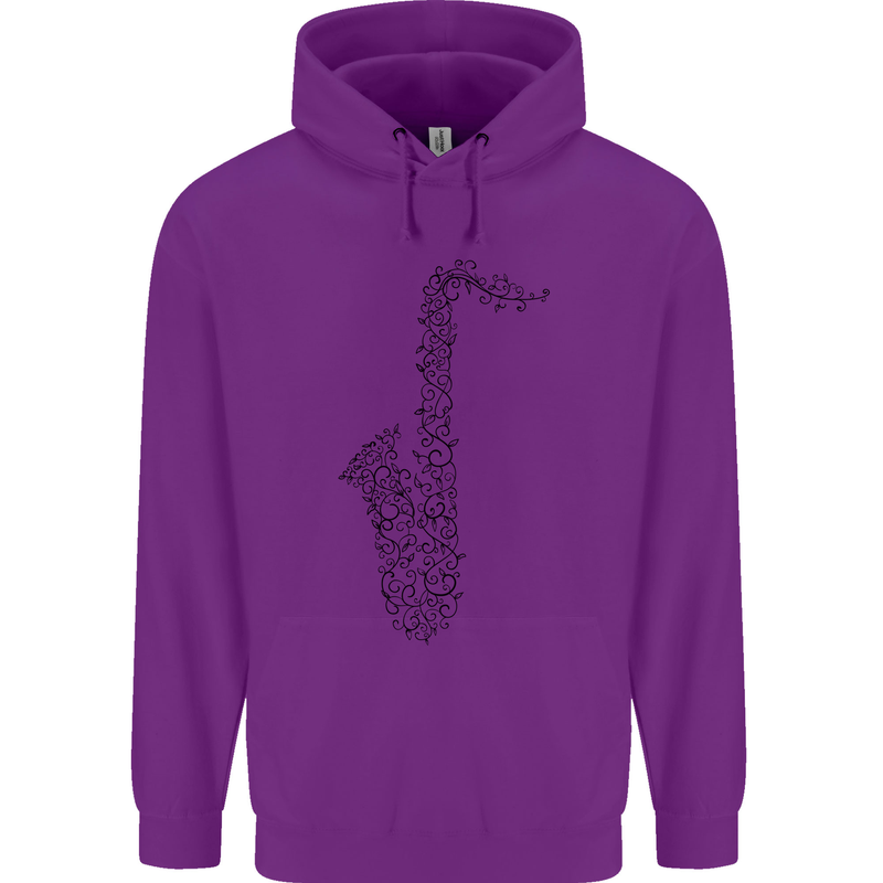 A Saxaphone Musical Instrument Brass Band Childrens Kids Hoodie Purple
