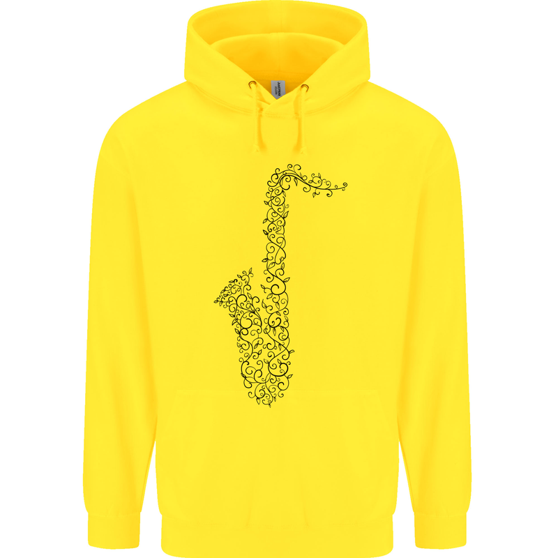 A Saxaphone Musical Instrument Brass Band Childrens Kids Hoodie Yellow