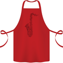 A Saxaphone Musical Instrument Brass Band Cotton Apron 100% Organic Red