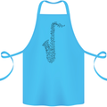 A Saxaphone Musical Instrument Brass Band Cotton Apron 100% Organic Turquoise
