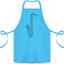 A Saxaphone Musical Instrument Brass Band Cotton Apron 100% Organic Turquoise