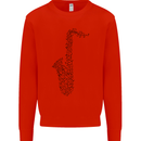 A Saxaphone Musical Instrument Brass Band Kids Sweatshirt Jumper Bright Red