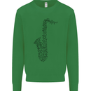 A Saxaphone Musical Instrument Brass Band Kids Sweatshirt Jumper Irish Green