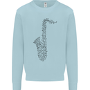 A Saxaphone Musical Instrument Brass Band Kids Sweatshirt Jumper Light Blue