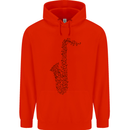 A Saxaphone Musical Instrument Brass Band Mens 80% Cotton Hoodie Bright Red