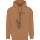 A Saxaphone Musical Instrument Brass Band Mens 80% Cotton Hoodie Caramel Latte