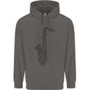 A Saxaphone Musical Instrument Brass Band Mens 80% Cotton Hoodie Charcoal