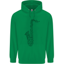 A Saxaphone Musical Instrument Brass Band Mens 80% Cotton Hoodie Irish Green