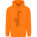 A Saxaphone Musical Instrument Brass Band Mens 80% Cotton Hoodie Orange