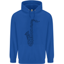 A Saxaphone Musical Instrument Brass Band Mens 80% Cotton Hoodie Royal Blue