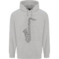A Saxaphone Musical Instrument Brass Band Mens 80% Cotton Hoodie Sports Grey