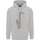 A Saxaphone Musical Instrument Brass Band Mens 80% Cotton Hoodie Sports Grey