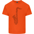 A Saxaphone Musical Instrument Brass Band Mens Cotton T-Shirt Tee Top Orange