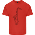 A Saxaphone Musical Instrument Brass Band Mens Cotton T-Shirt Tee Top Red