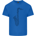 A Saxaphone Musical Instrument Brass Band Mens Cotton T-Shirt Tee Top Royal Blue