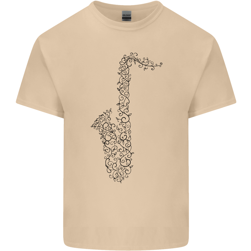 A Saxaphone Musical Instrument Brass Band Mens Cotton T-Shirt Tee Top Sand