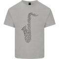 A Saxaphone Musical Instrument Brass Band Mens Cotton T-Shirt Tee Top Sports Grey