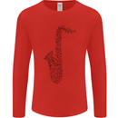 A Saxaphone Musical Instrument Brass Band Mens Long Sleeve T-Shirt Red