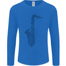 A Saxaphone Musical Instrument Brass Band Mens Long Sleeve T-Shirt Royal Blue