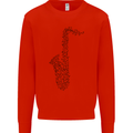 A Saxaphone Musical Instrument Brass Band Mens Sweatshirt Jumper Bright Red