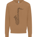 A Saxaphone Musical Instrument Brass Band Mens Sweatshirt Jumper Caramel Latte