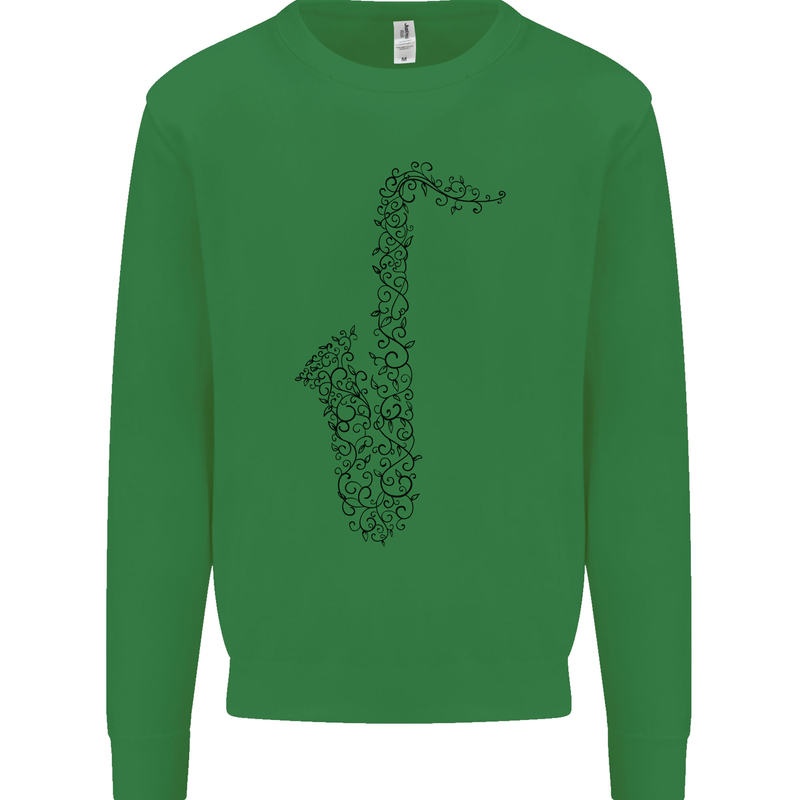 A Saxaphone Musical Instrument Brass Band Mens Sweatshirt Jumper Irish Green