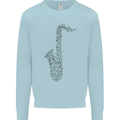 A Saxaphone Musical Instrument Brass Band Mens Sweatshirt Jumper Light Blue