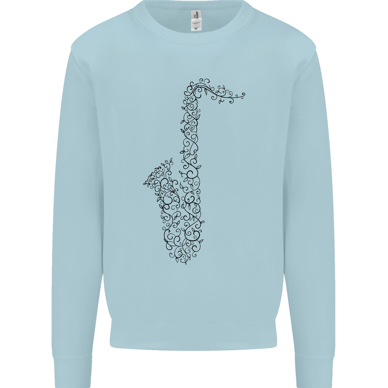 A Saxaphone Musical Instrument Brass Band Mens Sweatshirt Jumper Light Blue