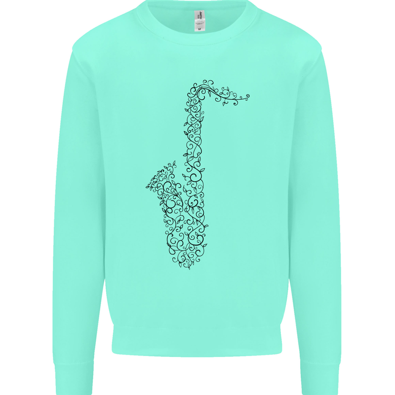 A Saxaphone Musical Instrument Brass Band Mens Sweatshirt Jumper Peppermint