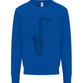 A Saxaphone Musical Instrument Brass Band Mens Sweatshirt Jumper Royal Blue