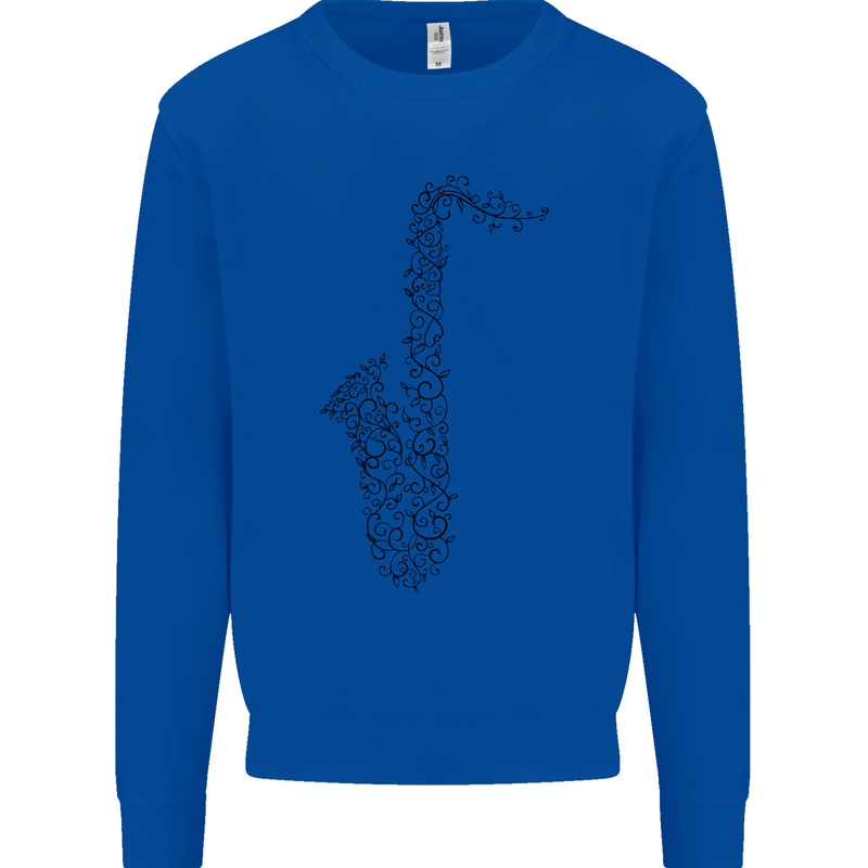 A Saxaphone Musical Instrument Brass Band Mens Sweatshirt Jumper Royal Blue